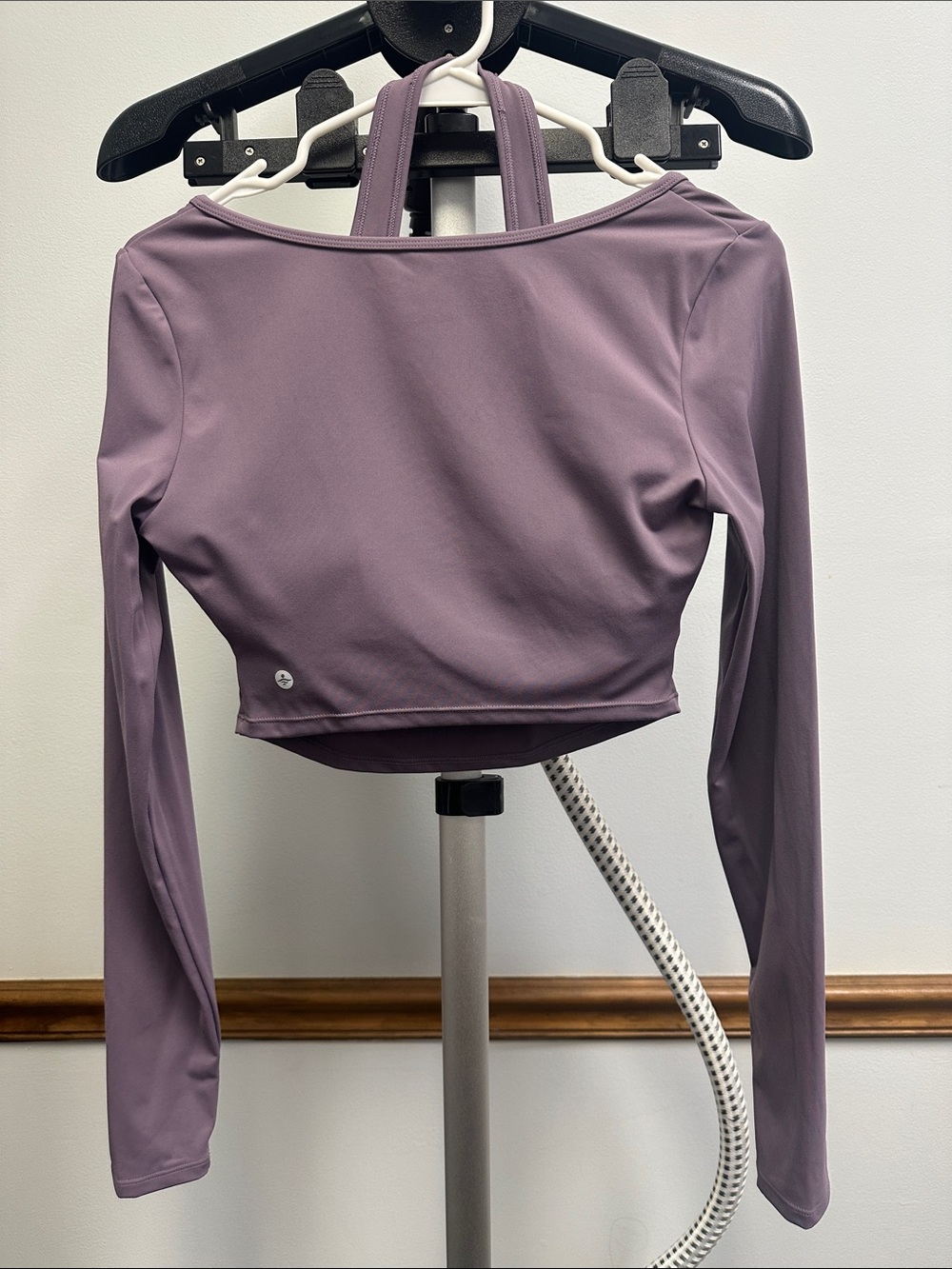 Women's Long-Sleeve Crop Yoga Top in Dusty Lavender